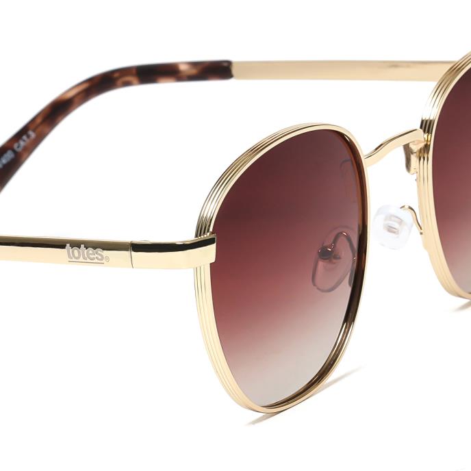 totes® Ladies Round Polarised Sunglasses Gold Extra Image 3